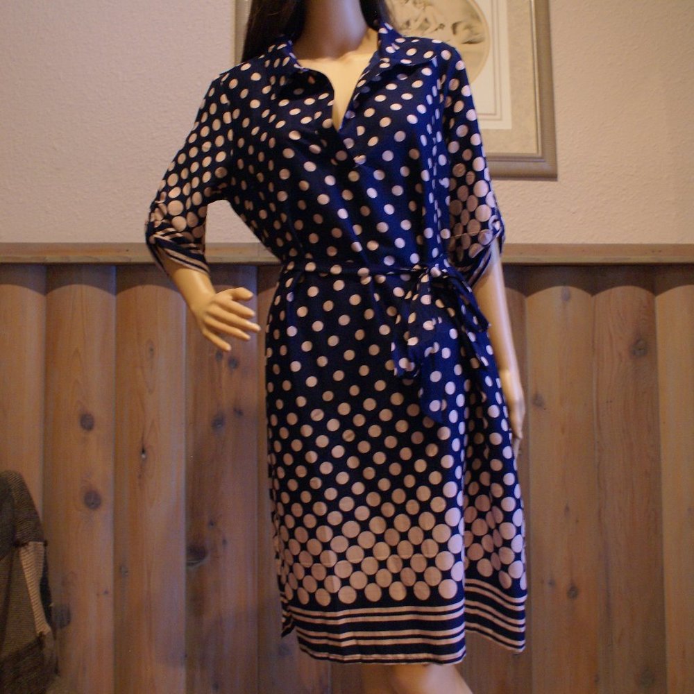 Navy and Pale Pink Dot Dress
